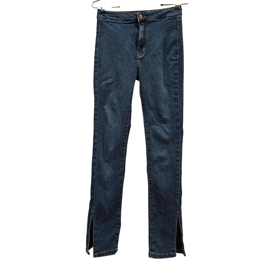 Free‎ People High Waist Dark Wash Denim Jeans with Split Hem